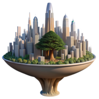 impressive rustic A futuristic cityscape built into a giant sequoia tree, dappled sunlight, hyperrealistic, matte painting style detailed png