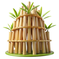 stunning rustic Bamboo skyscraper, organic structure, interwoven bamboo stalks, soft natural light, sustainable architecture, 8k render, professional png