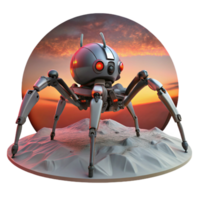 stunning abstract Giant robotic spider walking across a desolate planet, red sunset, ominous, dystopian style original png