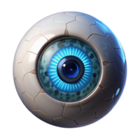 vibrant vintage A close-up of a cyborg's eye, its iris glowing with a complex pattern of light. Macro photography, detailed style authentic png