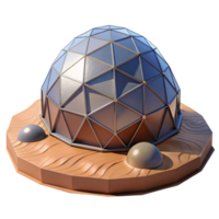 extraordinary contemporary Geodesic dome, triangular panels, futuristic design, desert landscape, architectural visualization, genuine png