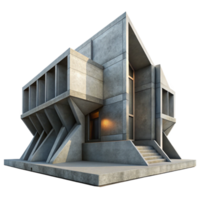 dramatic artistic Brutalist concrete library, stark geometric forms, overcast sky, dramatic shadows, imposing and monumental scale high resolution png