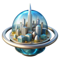 wonderful rustic A futuristic city built on the rings of Saturn, its structures gleaming in the reflected sunlight. Realistic lighting, architectural style professional png