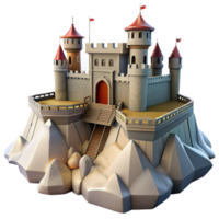 serene contemporary Medieval castle on a cliff, fortified walls, drawbridge, dramatic sky, epic scale, matte painting high quality png