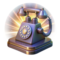 serene traditional A vintage rotary telephone floating in zero gravity, surrounded by binary code, illuminated by a single spotlight, surrealism style original png