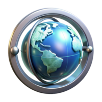 magnificent classic A holographic projection of planet Earth rotating within a sleek, metallic frame, soft, ambient lighting, futuristic minimalist style premium png