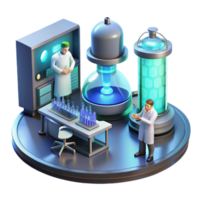 magnificent artistic A futuristic laboratory filled with glowing equipment, scientists working in the background, sterile environment, realistic style detailed png