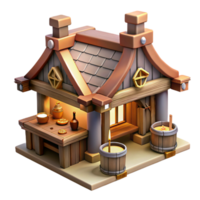 serene minimalist Sketch-style rendering of a medieval tavern, cross-hatching, ink lines, warm lighting authentic png