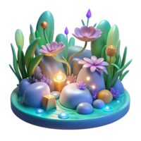 vibrant contemporary A whimsical underwater garden with glowing flowers and plants, soft, dreamlike lighting, enchanting, fantasy art style, genuine png