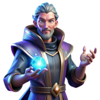 elegant modern Portrait of a powerful sorcerer with glowing hands, surrounded by magical energy, fantasy art style high resolution png