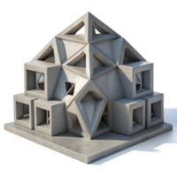 stunning contemporary 3D-printed house, complex geometric patterns, concrete material, overcast lighting, futuristic architecture exclusive png
