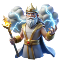 vibrant artistic A powerful Slavic deity Perun, wielding a lightning bolt, surrounded by swirling winds, illuminated by flashes of lightning. Slavic folklore style detailed png