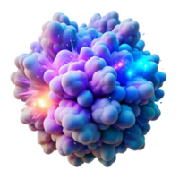 elegant rustic An explosion of colorful particles forming a nebula-like cloud, backlit by a cool blue glow, digital art style premium png