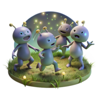 extraordinary vintage A group of playful sprites dancing in a moonlit meadow, surrounded by fireflies, soft, dreamlike lighting. Impressionist style original png