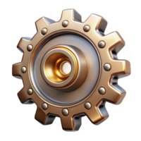 wonderful artistic A single steampunk gear, intricately designed with cogs and rivets, metallic and reflective lighting 4K png