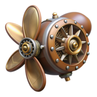 elegant contemporary A complex steampunk airship propeller, with spinning blades and intricate gears, dynamic, motion-blurred lighting genuine png