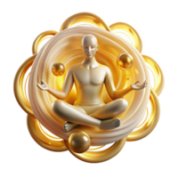 wonderful creative A levitating, meditating figure surrounded by swirling mandalas of energy, lit by a soft, golden aura, Spiritual Art style high resolution png