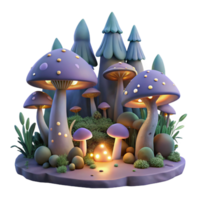 extraordinary traditional A mysterious enchanted forest, filled with glowing mushrooms and fireflies, shrouded in mist, lit by ethereal moonlight. Fantasy landscape painting style 4K png