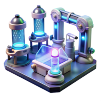 impressive traditional A futuristic laboratory with glowing equipment, holographic displays, and robotic arms, illuminated by a cool, sterile light in a scientific style premium png