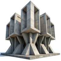 extraordinary artistic Brutalist concrete structure, massive forms, geometric patterns, stark shadows, urban landscape, architectural photography high quality png
