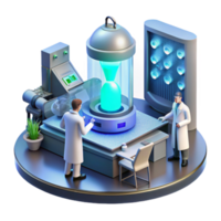 serene modern A futuristic laboratory filled with advanced technology, scientists working in the background, bright and sterile lighting exclusive png