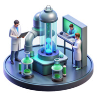 serene artistic A futuristic laboratory filled with advanced technology, scientists working in the background, bright and sterile lighting professional png