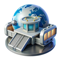vibrant modern Space station with modular architecture, futuristic design, view of Earth in the background, realistic rendering high resolution png