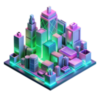 serene contemporary A futuristic cityscape composed of interconnected circuit boards and data streams, vibrant neon pink and green lighting, cyberpunk style high quality png