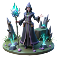 wonderful minimalist A powerful witch casting a spell in a dark forest, glowing runes, fantasy art detailed png