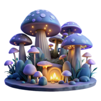 elegant classic A mysterious enchanted forest, filled with glowing mushrooms and fireflies, shrouded in mist, lit by ethereal moonlight. Fantasy landscape painting style detailed png
