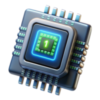 beautiful creative A single microchip displaying complex binary code, glowing from within, macro photography, dark and mysterious lighting authentic png