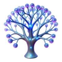 vibrant minimalist A tree of life with branches made of glowing, interconnected neurons, illuminated by bioluminescent light, Psychedelic Art style authentic png