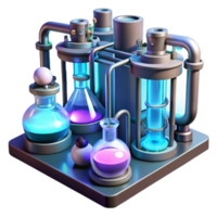 elegant minimalist A futuristic laboratory, filled with glowing tubes, bubbling liquids, and complex machinery, illuminated by a cool, clinical light. Sci-fi realism style high quality png