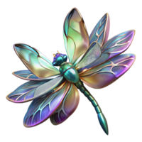 dramatic abstract A hyperrealistic dragonfly with stained glass wings, hovering over a fractalized lotus flower, illuminated by chromatic aberration, Art Deco style professional png