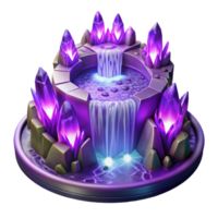 stunning abstract A cascading waterfall of amethyst purple magical energy, forming intricate fractal patterns, under a bioluminescent glow, in an abstract art style high quality png