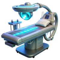 beautiful classic A futuristic medical device, with glowing lights and intricate wires, hovers over a patient on a surgical table. Sci-fi realism style exclusive png
