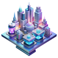 magnificent creative A futuristic cityscape, composed of interconnected floating platforms, bathed in the soft glow of holographic advertisements. Cyberpunk style exclusive png
