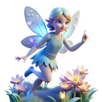 wonderful rustic A playful, winged fairy flitting through a field of luminous, bioluminescent flowers, trailing stardust. Soft, dreamlike lighting. Illustration style professional png