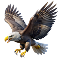 impressive modern A majestic bald eagle soaring through a stormy sky, clutching a fish in its talons, in a powerful, realistic style 4K png