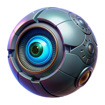 sereno vintage uma biônico olho com intrincado circuitos e brilhando lente, cyberpunk estilo, Sombrio e temperamental iluminação Prêmio png