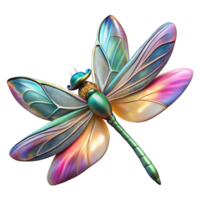 impressive contemporary A hyperrealistic dragonfly with stained glass wings, hovering over a fractalized lotus flower, illuminated by chromatic aberration, Art Deco style professional png