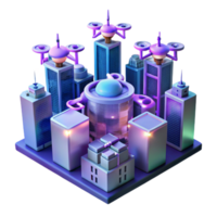 wonderful creative A swarm of autonomous delivery drones flying through a neon-lit cityscape, each carrying a small, glowing package. Futuristic, cyberpunk style detailed png
