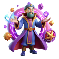 impressive minimalist A cunning sorcerer casting a spell, surrounded by swirling runes and mystical symbols, vibrant colors, Art Deco style premium png
