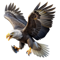 vibrant abstract A majestic bald eagle soaring through a stormy sky, clutching a fish in its talons, in a powerful, realistic style original png