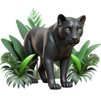 serene rustic A sleek black panther prowling through dense jungle foliage, dappled sunlight and shadow, realistic and intense exclusive png