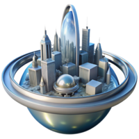 extraordinário abstrato uma futurista cidade construído em a argolas do Saturno, Está estruturas brilhando dentro a refletido luz solar. realista iluminação, arquitetônico estilo Alto resolução png