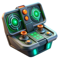 impressive minimalist A futuristic control panel with glowing buttons and holographic displays, complex data visualizations, dark background with green and orange accents, sci-fi style exclusive png