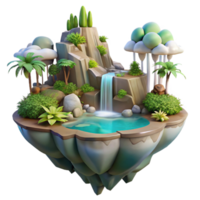 extraordinary minimalist Floating island with waterfalls and lush vegetation, fantasy art style, ethereal lighting, dreamlike atmosphere detailed png