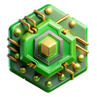 vibrant traditional A close-up of a futuristic circuit board, intricate patterns and glowing components, vibrant green and gold hues, abstract art style authentic png