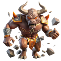 magnificent abstract A powerful minotaur, adorned with intricate tribal tattoos, charging through a labyrinth of shattered mirrors, lit by flickering torchlight. Comic book style genuine png